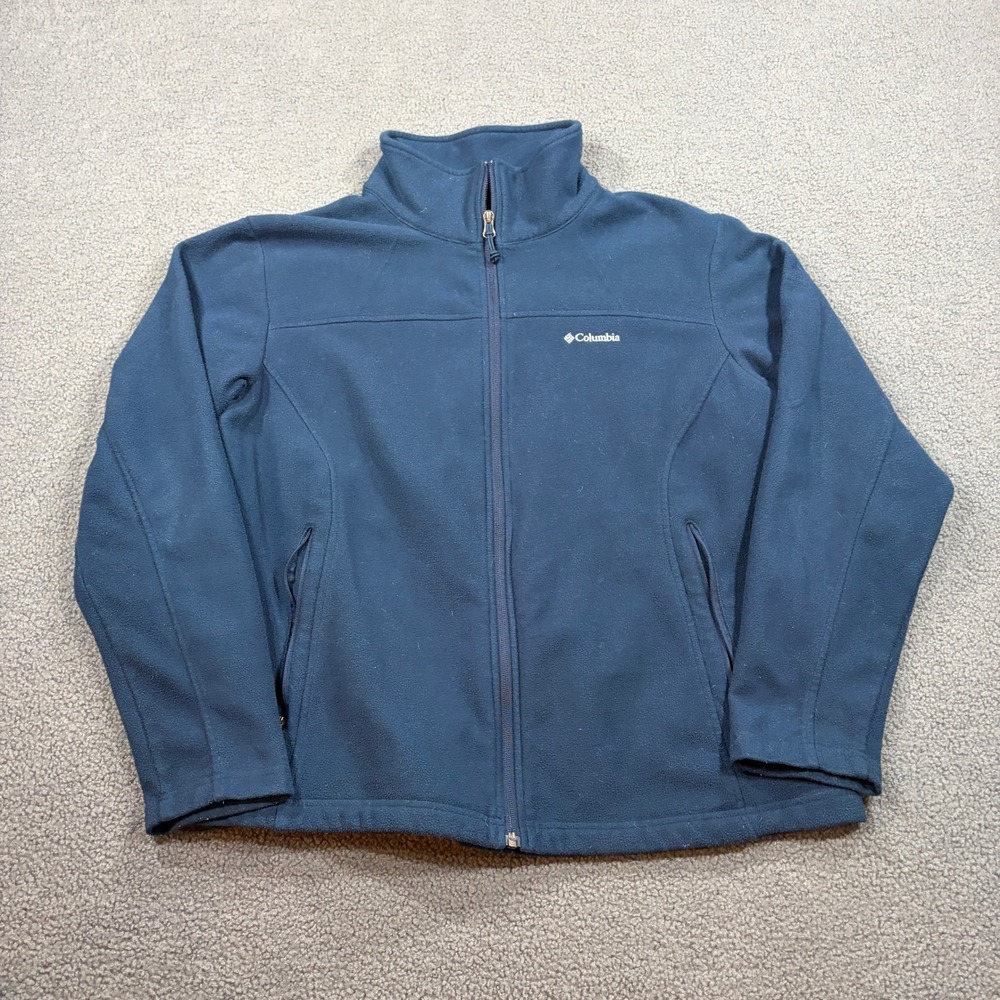 Columbia Fleece Jacket Womens 1X Blue AW6542 Full Zip Mock Neck Activewear Soft